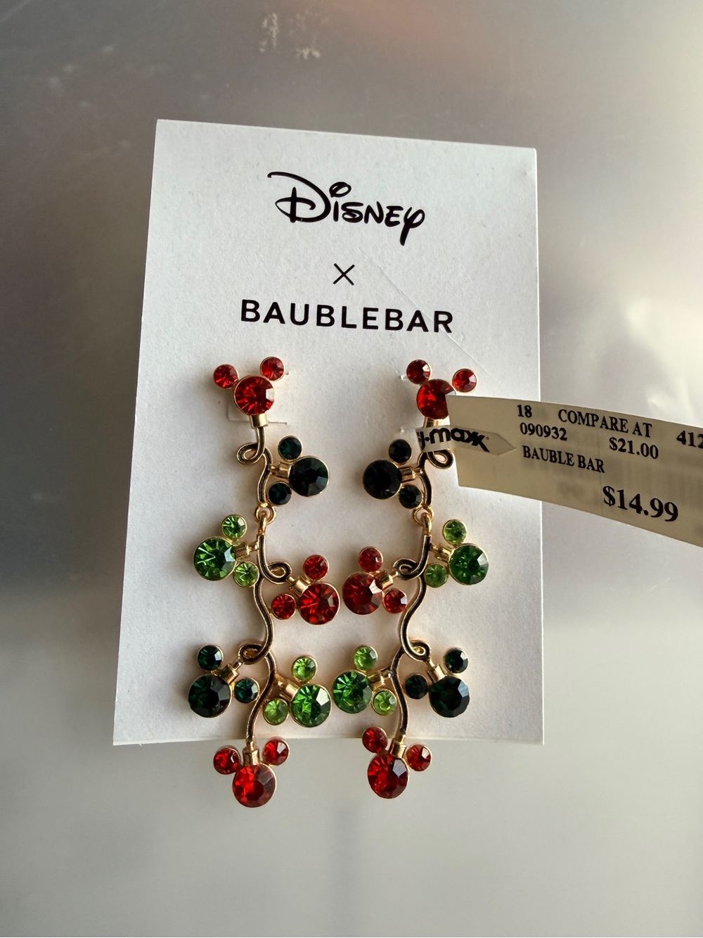 Baublebar Disney Mickey Christmas earrings NWT
